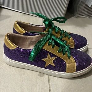 Glitter Mardi Gras sneakers size 8